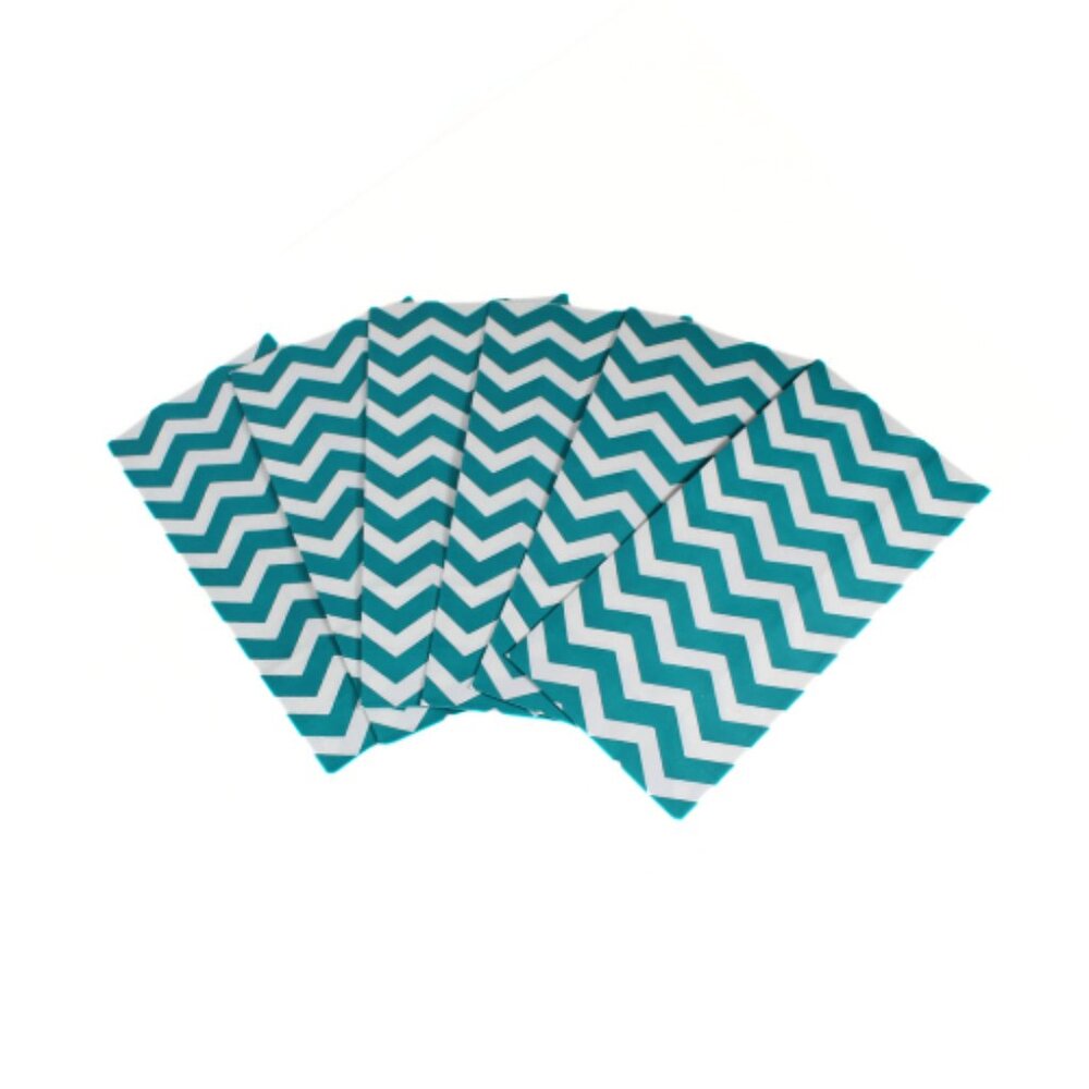 Y2K Teal & White Chevron Paper Gift Bags Set of 6 Crafts Scrapbooking